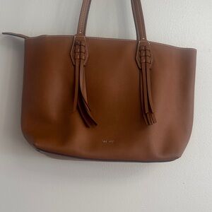 Nine West Tan Tote with Tassel Accents